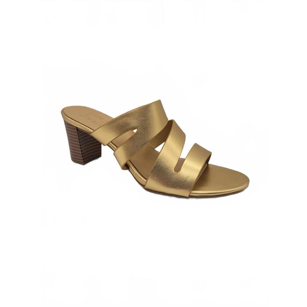 Naturalizer Beaming Mid-Heel Sandals - Dark Gold Faux Leather Women's Size 8